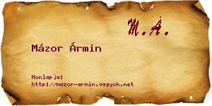 Mázor Ármin névjegykártya